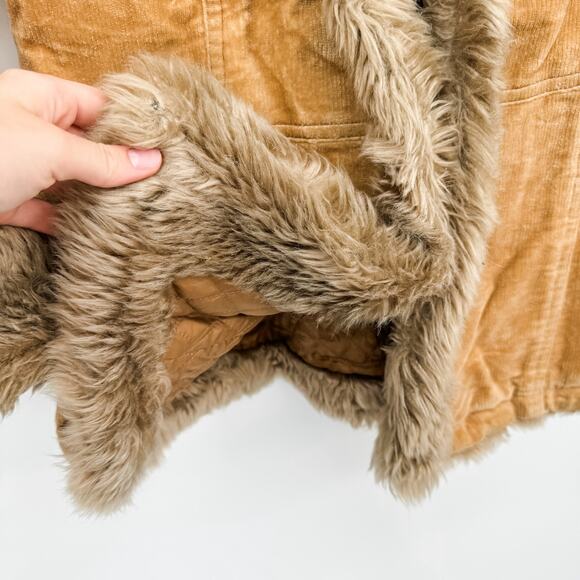 Burberry Jacket Brown Quilted Winter Shearling Coat Ladies Tan Vintage Corduroy - Picture 10 of 14